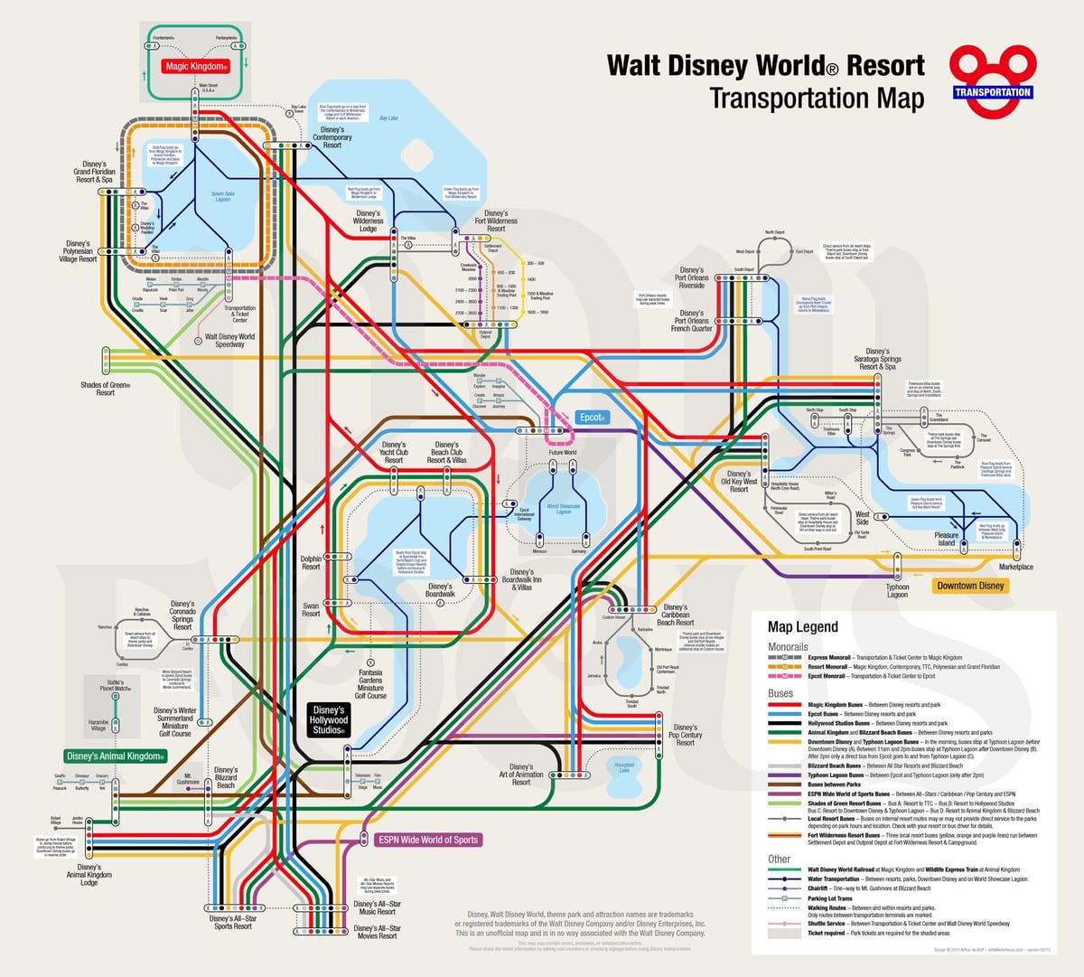 Walt Disney World egysínű térkép