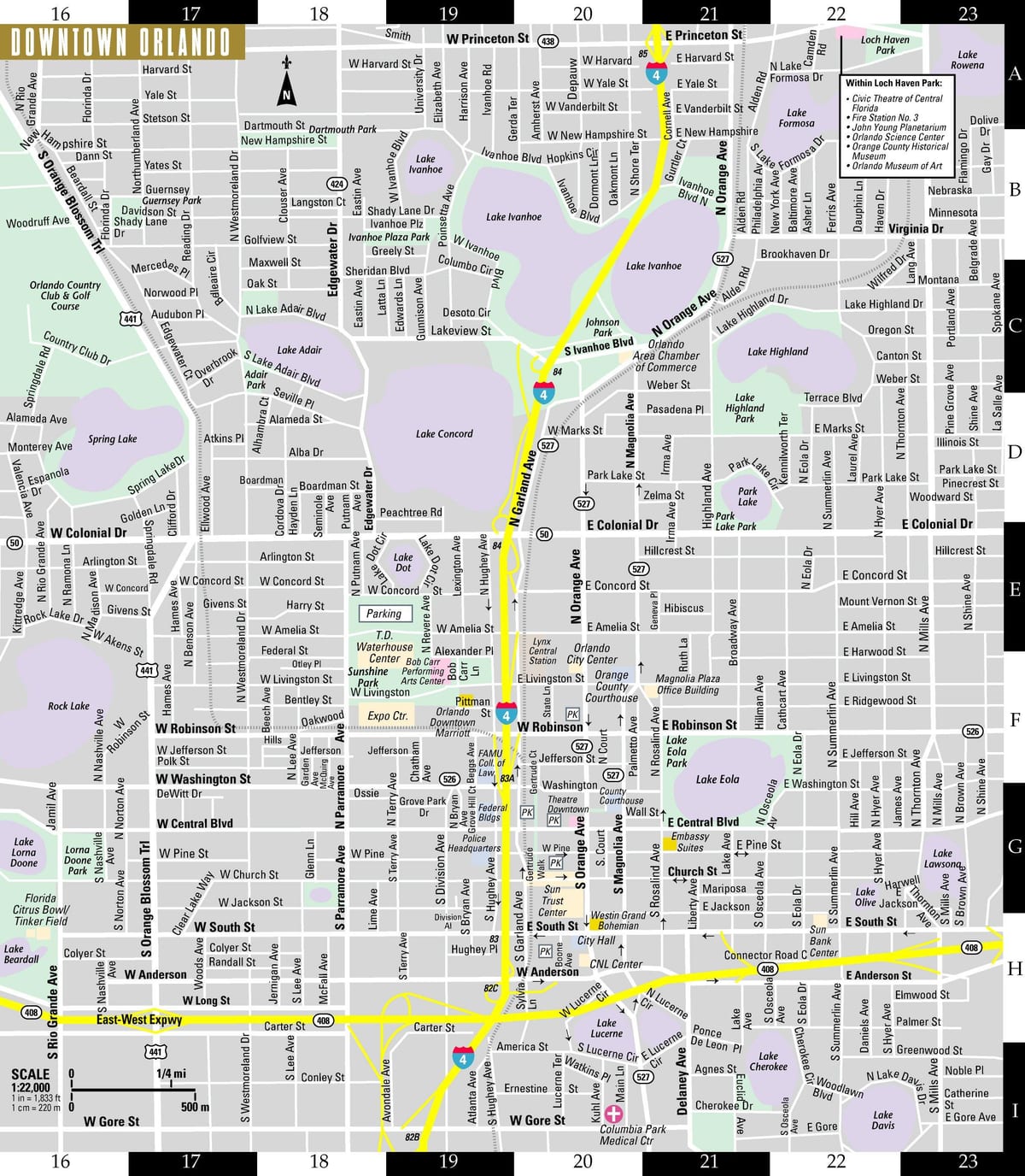 térkép downtown Orlando