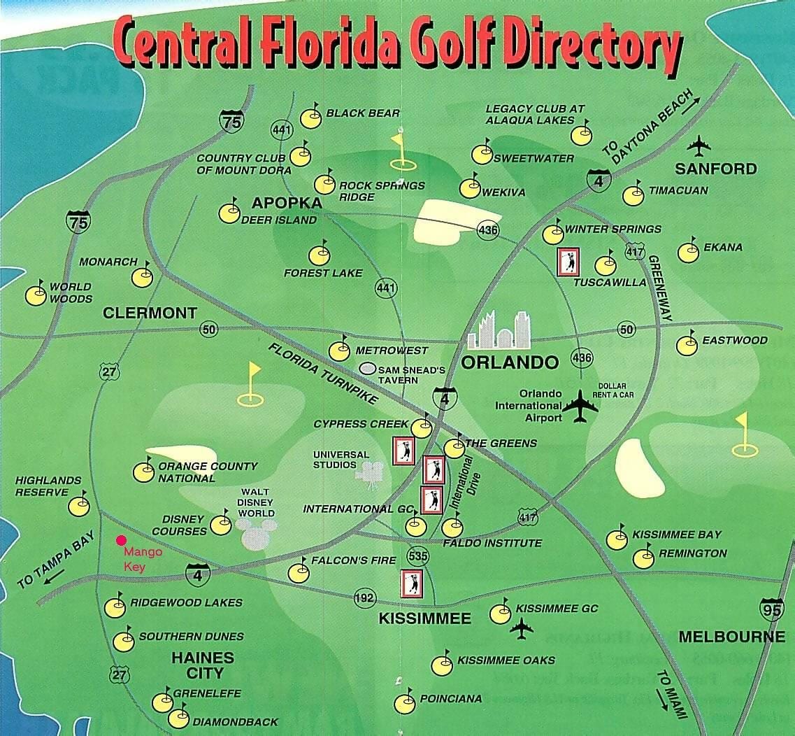 térkép Orlando golfpályák