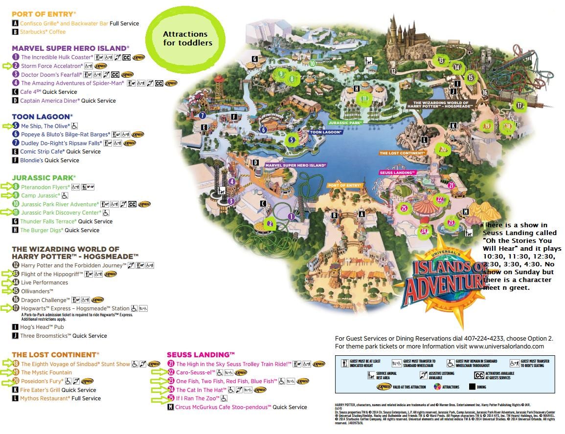 A Universal Studios-Szigetek Kaland térkép