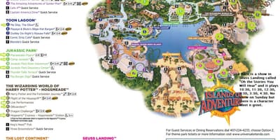A Universal Studios-Szigetek Kaland térkép